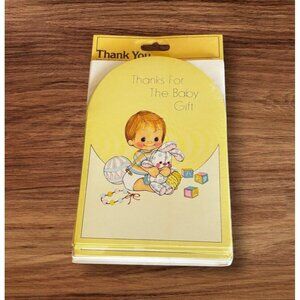 Vintage Pkg Gibson Thank You Cards For Baby Shower Gifts Yellow Unisex 80s USA
